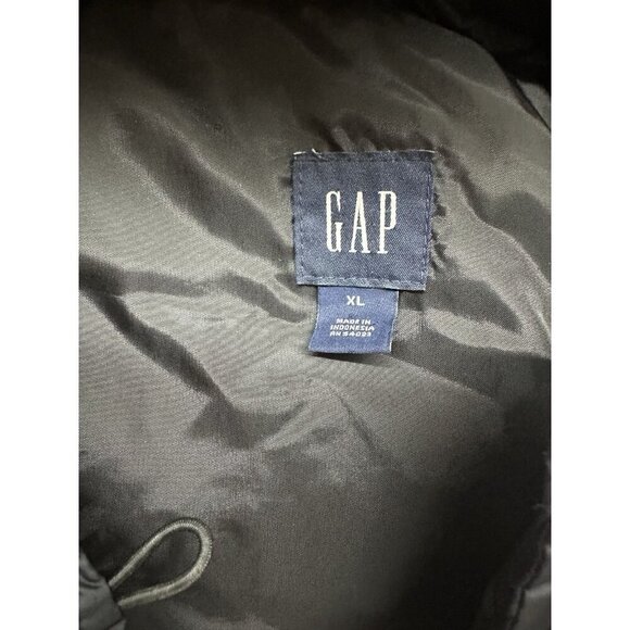 Gap Puffer Vest Down‎ Filled Women’s XL (Removable Fur) Hood Black Buttons Snaps - Picture 2 of 6